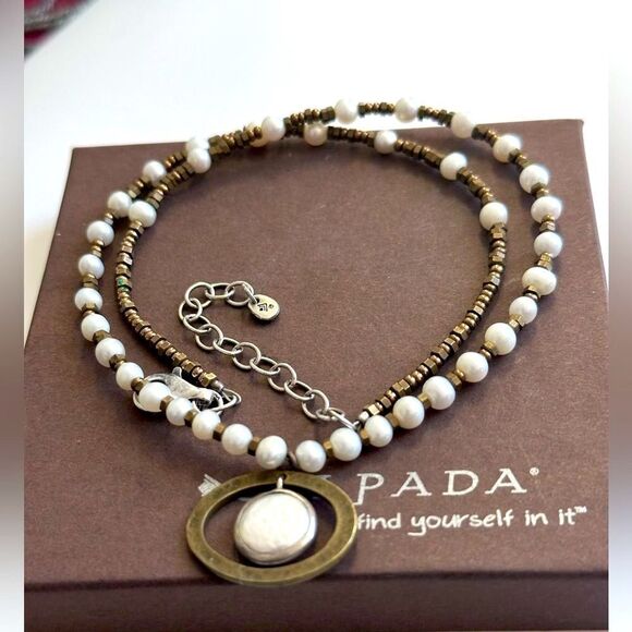 Silpada RETIRED N1894 Go Coastal Necklace with Pearl, Brass, Sterling Silver. - Picture 4 of 7